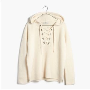 Madewell Merino Wool Lace Up Hooded Sweater